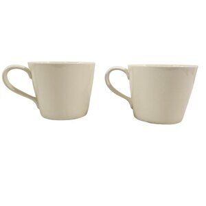 Crate & Barrel B. Eigen MARGO Ivory Flat Bottom 12 Oz Ceramic Mugs - Set of 2